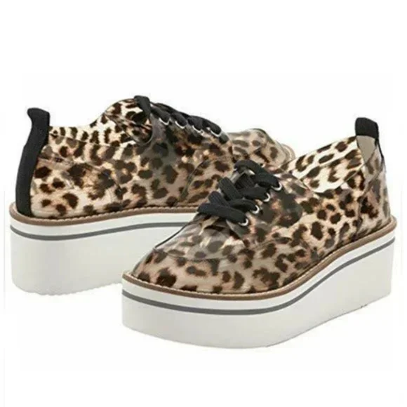 Jessica Simpson Giera Oxford Flat Natural Animal Platform Lace Up Size 7 - Picture 2 of 4